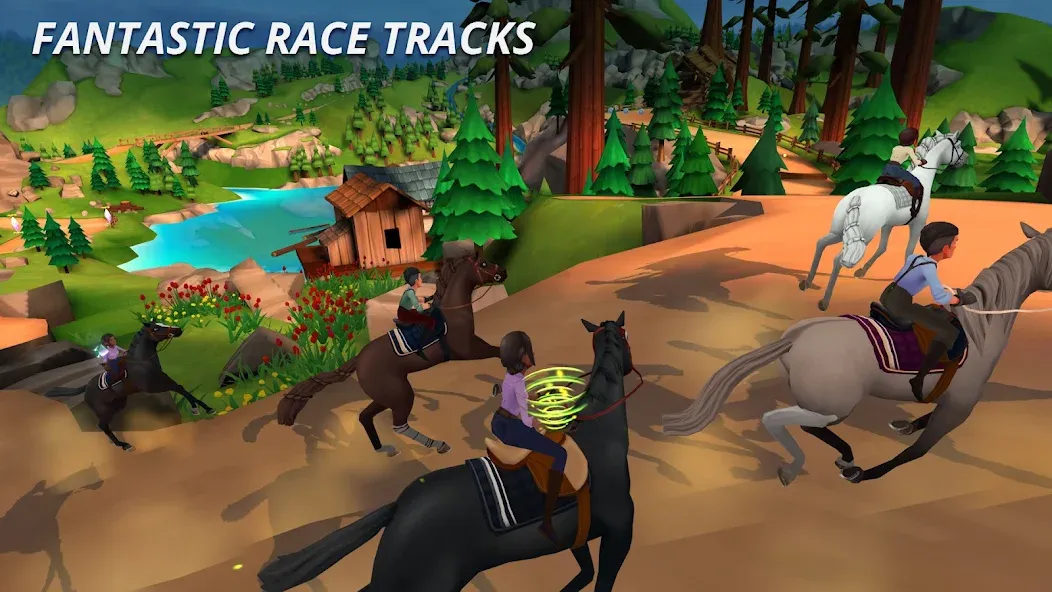 Скачать Wildshade: Fantasy Horse Races последней версии — Безлимитные деньги и ускорение лошадей — скриншот 1