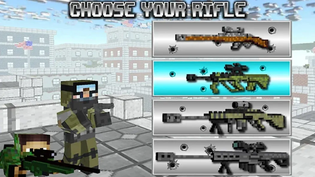 American Block Sniper Survival на телефон — скачать мод: Безлимитные патроны и здоровье — скриншот 1