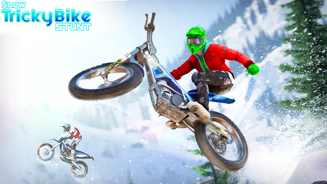 Snow Tricky Bike Stunt Race 3D — последняя версия с модом (Безлимитные деньги и топливо) — скриншот 1 Snow Tricky Bike Stunt Race 3D — последняя версия с модом (Безлимитные деньги и топливо) — скриншот 1