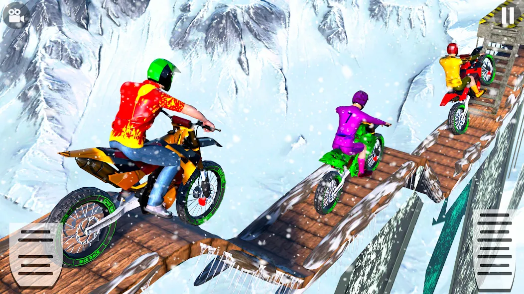 Snow Tricky Bike Stunt Race 3D — последняя версия с модом (Безлимитные деньги и топливо) — скриншот 4 Snow Tricky Bike Stunt Race 3D — последняя версия с модом (Безлимитные деньги и топливо) — скриншот 4