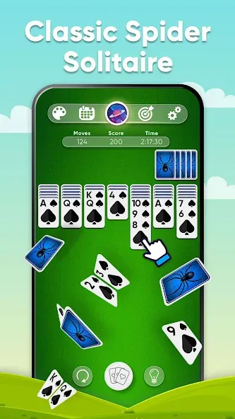 Скачать Spider Solitaire — Безлимитные подсказки и отмены ходов — скриншот 1