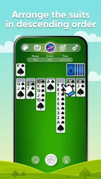 Скачать Spider Solitaire — Безлимитные подсказки и отмены ходов — скриншот 2