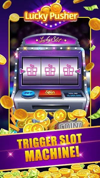Мод Lucky Cash Pusher Coin Games — Безлимитные монеты и бонусы, скачать APK — скриншот 2