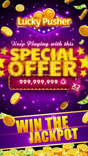 Мод Lucky Cash Pusher Coin Games — Безлимитные монеты и бонусы, скачать APK — скриншот 3