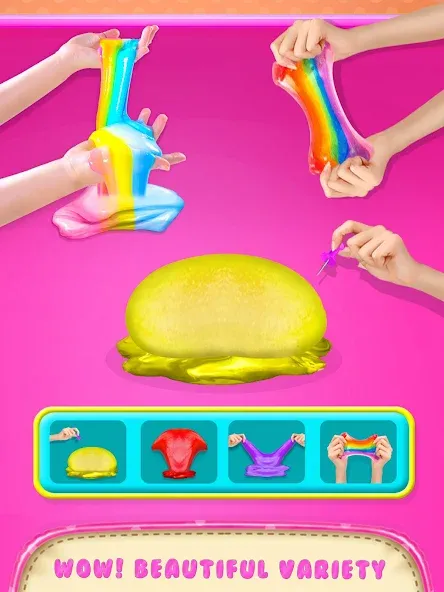 Make Fluffy Slime Maker Game взлом APK — Без рекламы и все слаймы открыты — скриншот 4
