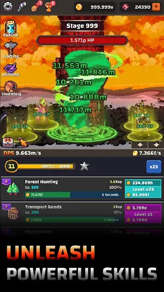 Tower Quest: Pixel Idle RPG мод на Андроид: Безлимитные ресурсы и герои — скриншот 3
