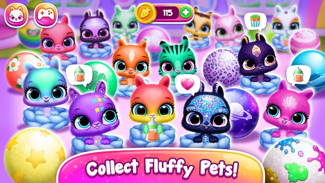 Bunnsies - Happy Pet World взлом APK — Безлимитные монеты и все питомцы — скриншот 4