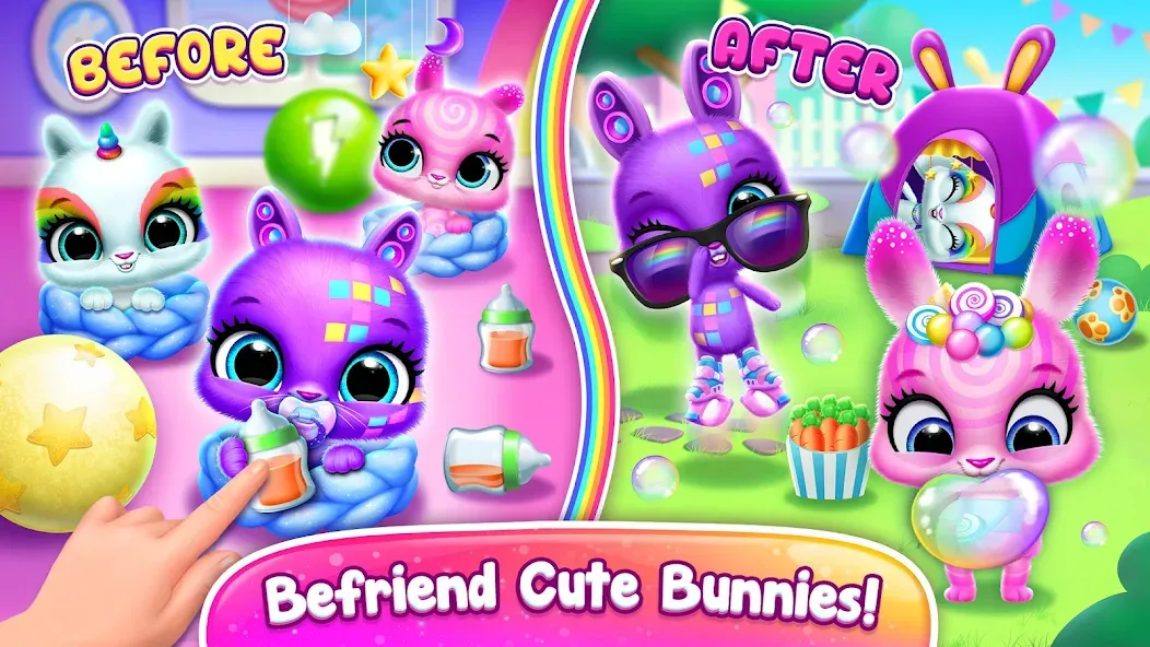 Bunnsies - Happy Pet World взлом APK — Безлимитные монеты и все питомцы — скриншот 5