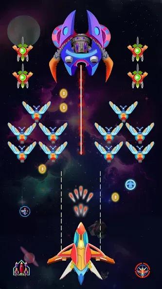 Galaxy Shooting: Alien Attack MOD APK: Безлимитные деньги и усиленное оружие — скриншот 2