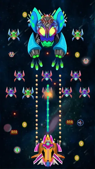 Galaxy Shooting: Alien Attack MOD APK: Безлимитные деньги и усиленное оружие — скриншот 3