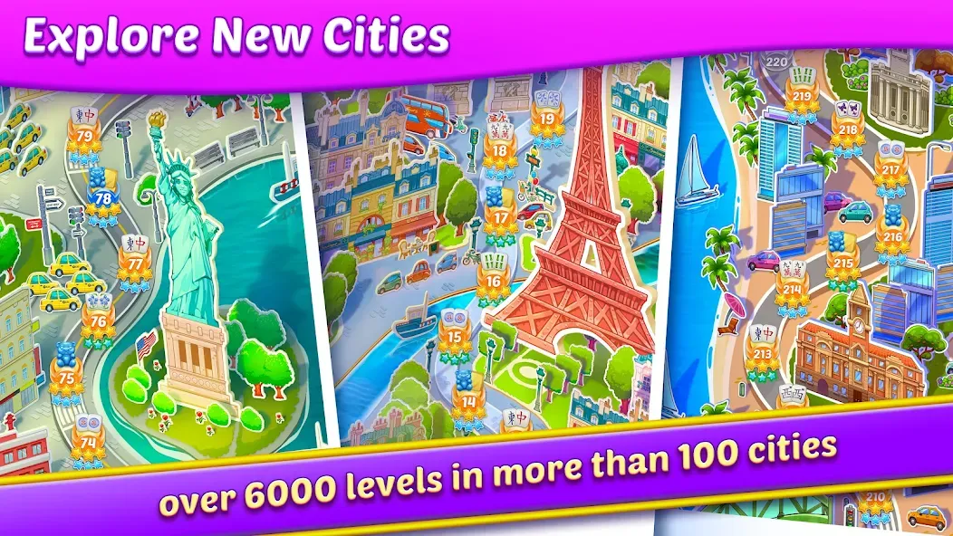 Скачать Mahjong City Tours: Tile Match — Безлимитные деньги и открыты все уровни — скриншот 3