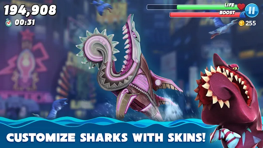 Hungry Shark World взлом на Андроид — Безлимитные монеты и бриллианты — скриншот 3