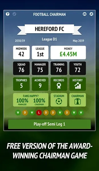 Мод Football Chairman (Soccer] — Безлимитные деньги и премиум, скачать APK — скриншот 1