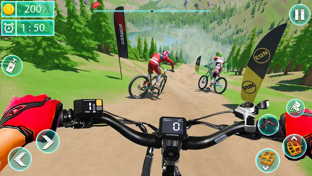 MTB Downhill: BMX Racer мод на Андроид: Безлимитные деньги и все велосипеды — скриншот 2 MTB Downhill: BMX Racer мод на Андроид: Безлимитные деньги и все велосипеды — скриншот 2