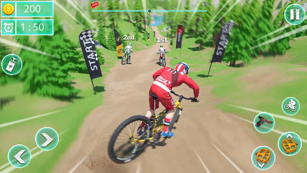 MTB Downhill: BMX Racer мод на Андроид: Безлимитные деньги и все велосипеды — скриншот 4 MTB Downhill: BMX Racer мод на Андроид: Безлимитные деньги и все велосипеды — скриншот 4