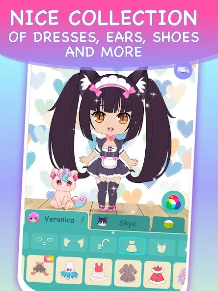 Скачать Chibi Dress Up Games for Girls на Андроид с модом — Разблокированы все наряды и аксессуары — скриншот 3