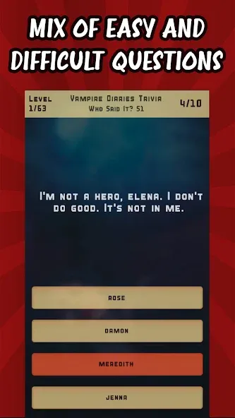 Vampire Diaries Quiz Trivia взлом на Андроид — Открыты все вопросы и подсказки — скриншот 4 Vampire Diaries Quiz Trivia взлом на Андроид — Открыты все вопросы и подсказки — скриншот 4