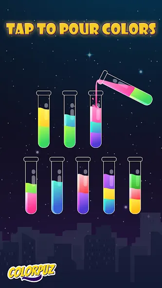 Colorpuz - Water Sort Puzzle (Мод: Без рекламы и все уровни открыты) — скачать на Андроид — скриншот 1 Colorpuz - Water Sort Puzzle (Мод: Без рекламы и все уровни открыты) — скачать на Андроид — скриншот 1