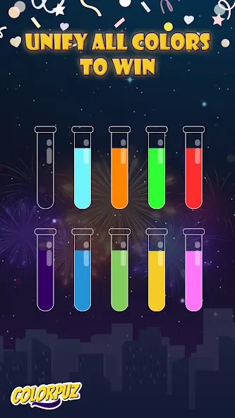 Colorpuz - Water Sort Puzzle (Мод: Без рекламы и все уровни открыты) — скачать на Андроид — скриншот 3 Colorpuz - Water Sort Puzzle (Мод: Без рекламы и все уровни открыты) — скачать на Андроид — скриншот 3