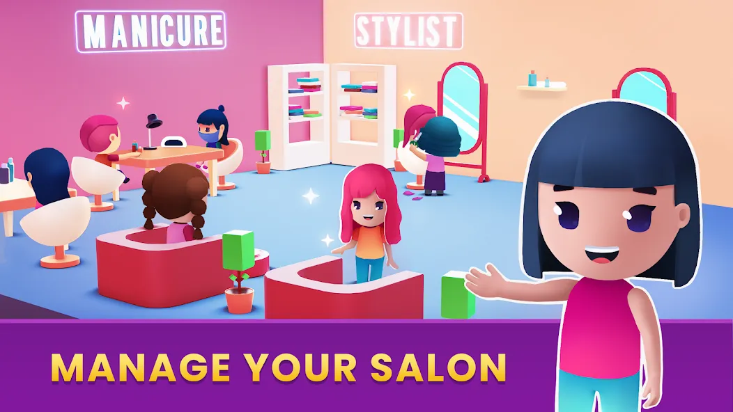 Idle Beauty Salon Tycoon взломанный APK — Безлимитные деньги и алмазы — скриншот 1