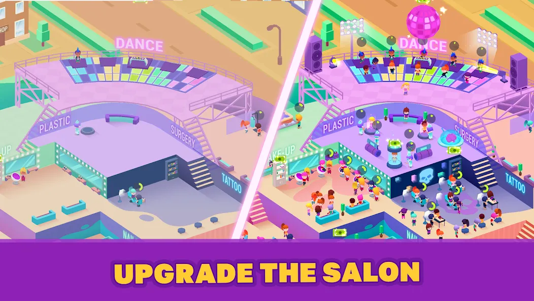 Idle Beauty Salon Tycoon взломанный APK — Безлимитные деньги и алмазы — скриншот 4