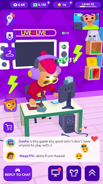 Idle Streamer - Tuber game взлом на Андроид — Безлимитные деньги и бонусы — скриншот 5