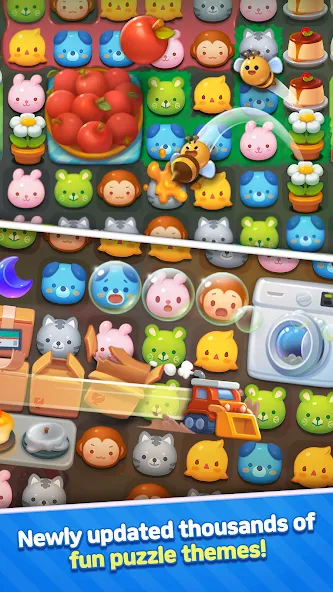 Скачать Anipang Match на Андроид с модом — Безлимитные жизни и усилители — скриншот 3 Скачать Anipang Match на Андроид с модом — Безлимитные жизни и усилители — скриншот 3