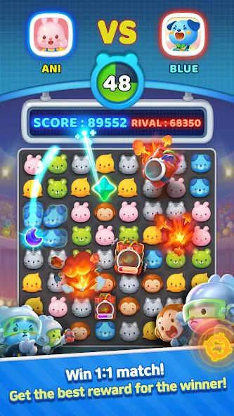 Скачать Anipang Match на Андроид с модом — Безлимитные жизни и усилители — скриншот 5 Скачать Anipang Match на Андроид с модом — Безлимитные жизни и усилители — скриншот 5