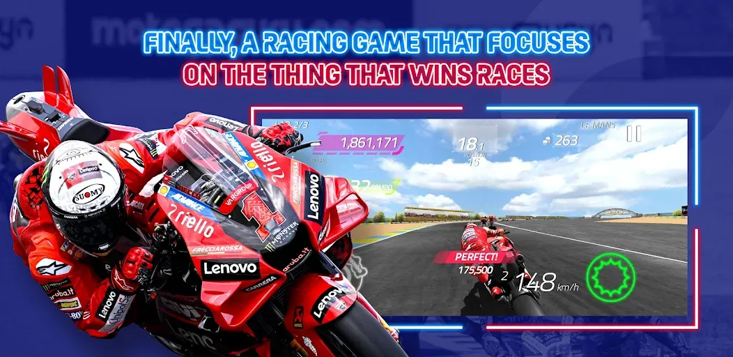 Скачать взлом MotoGP Racing '23 — Безлимитные деньги и все мотоциклы — скриншот 1