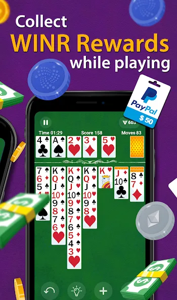 Solitaire - Make Money MOD APK скачать на Андроид — Безлимитные деньги и бонусы — скриншот 5