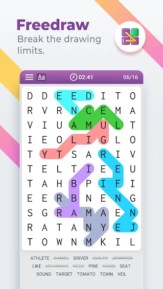 Скачать Word Search Colorful на Андроид с модом — Подсказки доступны без ограничений — скриншот 5 Скачать Word Search Colorful на Андроид с модом — Подсказки доступны без ограничений — скриншот 5