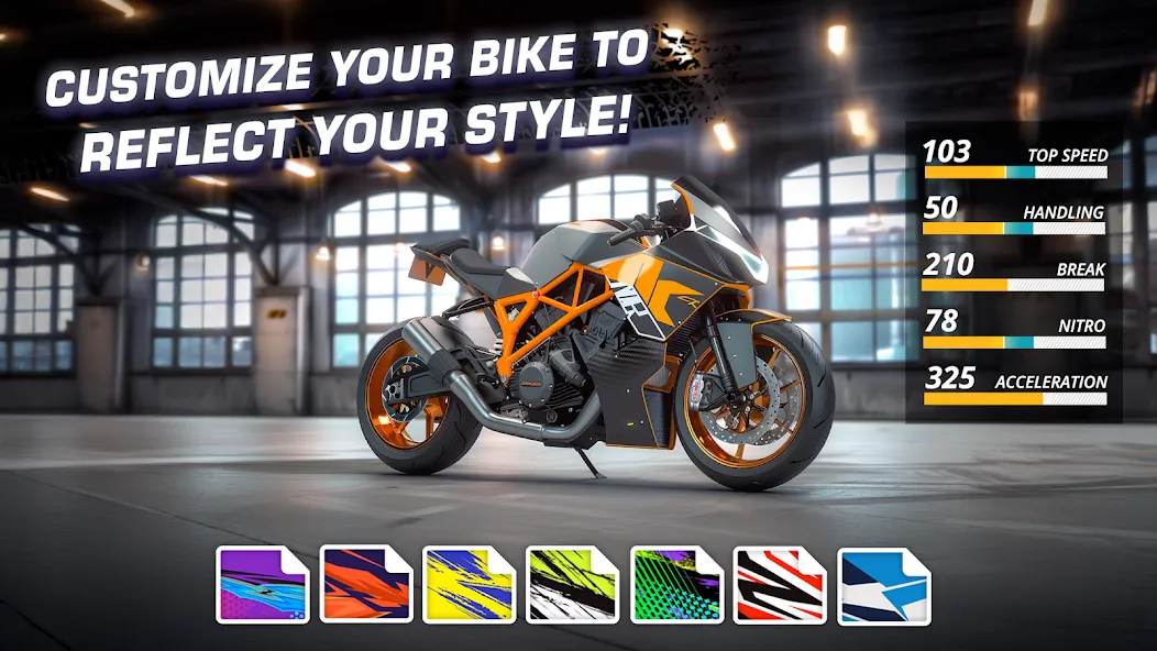 Мод Motor Bike: Xtreme Races — Безлимитные деньги и топливо, скачать APK — скриншот 4