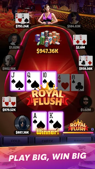 Скачать взлом Mega Hit Poker: Texas Holdem — Безлимитные фишки и все функции открыты — скриншот 2 Скачать взлом Mega Hit Poker: Texas Holdem — Безлимитные фишки и все функции открыты — скриншот 2