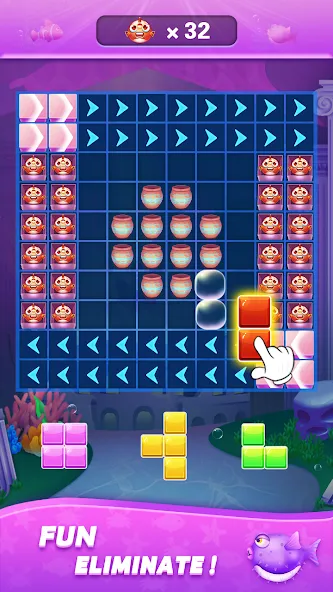 Block Ocean 1010 Puzzle Games на телефон — скачать мод: Без рекламы и бесконечные подсказки — скриншот 3