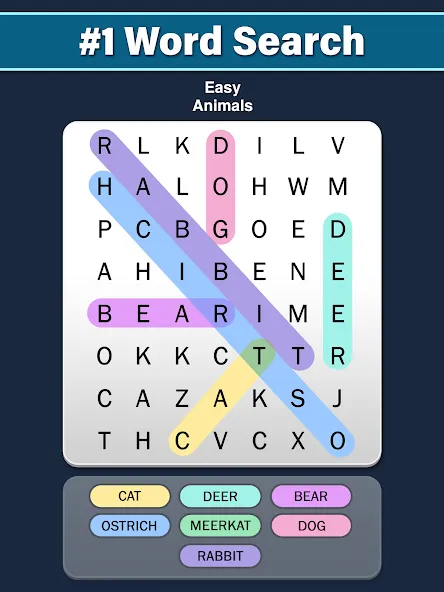 Скачать мод Word Search: Word Find — Безлимитные подсказки и монеты — скриншот 4