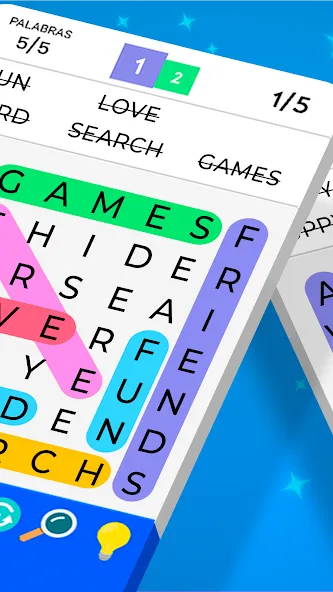 Word Search — скачать мод: Безлимитные подсказки и открыты все уровни — скриншот 2