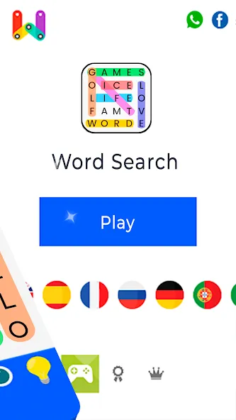 Word Search — скачать мод: Безлимитные подсказки и открыты все уровни — скриншот 4
