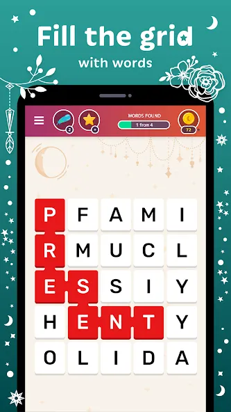 Word Catcher: Word Search — последняя версия с модом (Безлимитные подсказки и открыты уровни) — скриншот 2 Word Catcher: Word Search — последняя версия с модом (Безлимитные подсказки и открыты уровни) — скриншот 2