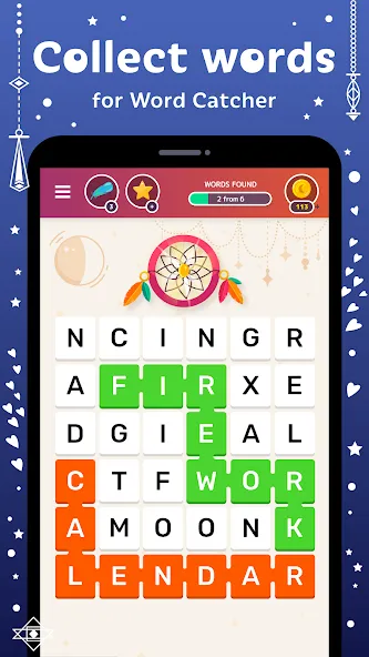 Word Catcher: Word Search — последняя версия с модом (Безлимитные подсказки и открыты уровни) — скриншот 4 Word Catcher: Word Search — последняя версия с модом (Безлимитные подсказки и открыты уровни) — скриншот 4