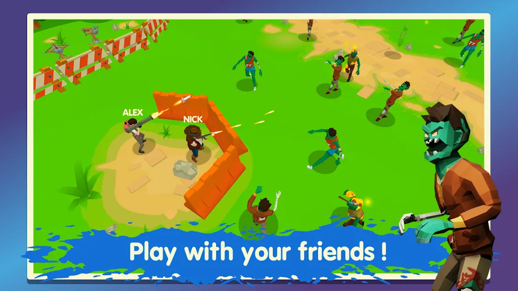 Two Guys & Zombies 3D: Online MOD APK скачать на Андроид — Много денег и ресурсов — скриншот 1