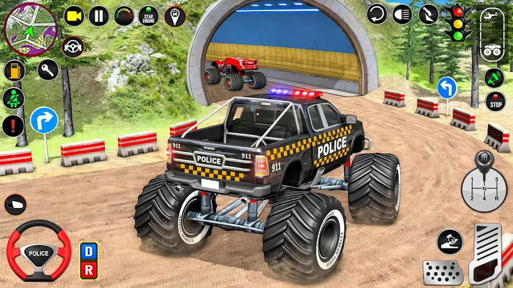 Police Monster Truck Car Games MOD APK скачать на Андроид — Безлимитные деньги и топливо — скриншот 4