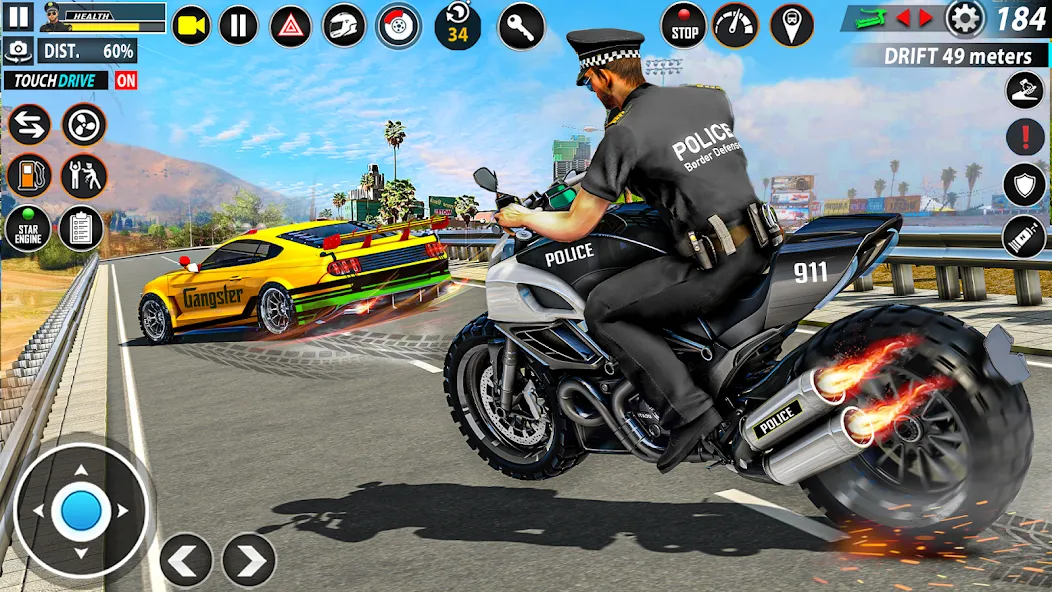Police Moto Bike Chase Crime бесплатно на Андроид — мод: Неограниченные деньги и топливо — скриншот 5