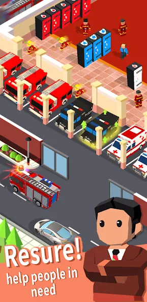 Idle Rescue Tycoon MOD APK: Бесконечные деньги и ускорение спасения — скриншот 1 Idle Rescue Tycoon MOD APK: Бесконечные деньги и ускорение спасения — скриншот 1