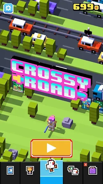 Crossy Road бесплатно на Андроид — мод: Бесконечные монеты и разблокированы персонажи — скриншот 1 Crossy Road бесплатно на Андроид — мод: Бесконечные монеты и разблокированы персонажи — скриншот 1