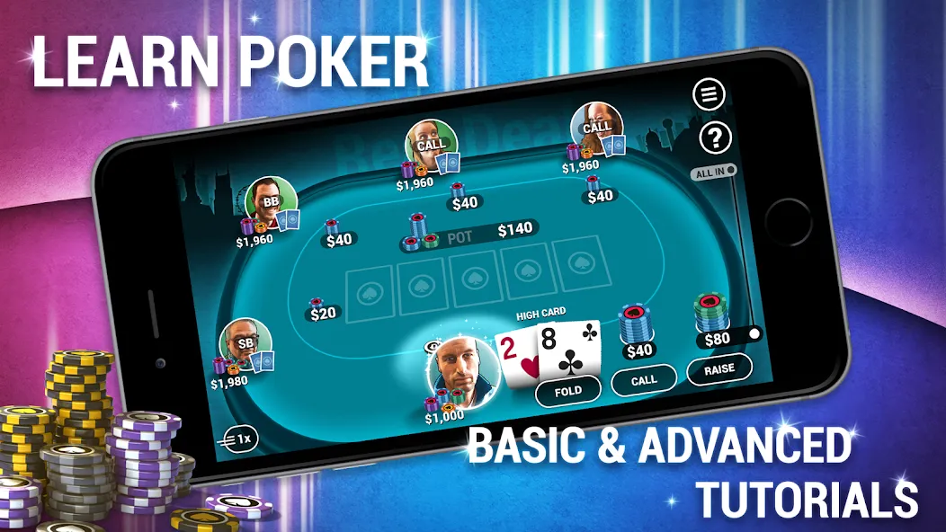 Learn How To Play Texas Poker — последняя версия с модом (Бесконечные фишки и подсказки) — скриншот 1 Learn How To Play Texas Poker — последняя версия с модом (Бесконечные фишки и подсказки) — скриншот 1