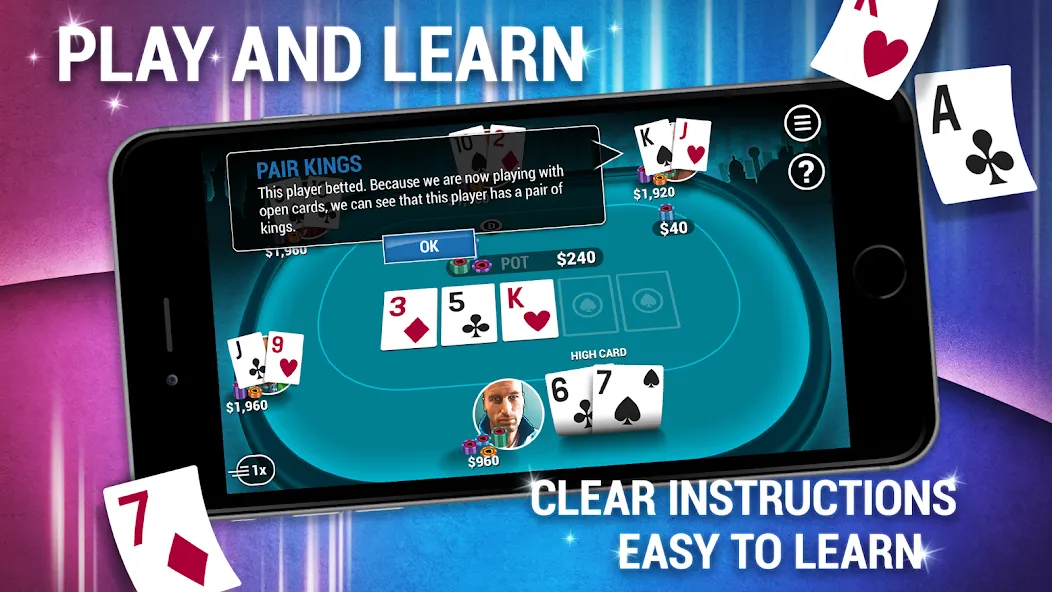 Learn How To Play Texas Poker — последняя версия с модом (Бесконечные фишки и подсказки) — скриншот 3 Learn How To Play Texas Poker — последняя версия с модом (Бесконечные фишки и подсказки) — скриншот 3