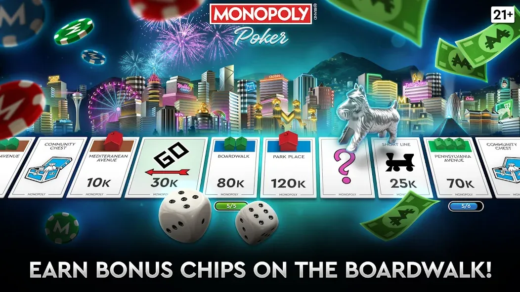 MONOPOLY Poker - Texas Holdem — скачать мод: Безлимитные фишки и открытые столы — скриншот 1 MONOPOLY Poker - Texas Holdem — скачать мод: Безлимитные фишки и открытые столы — скриншот 1