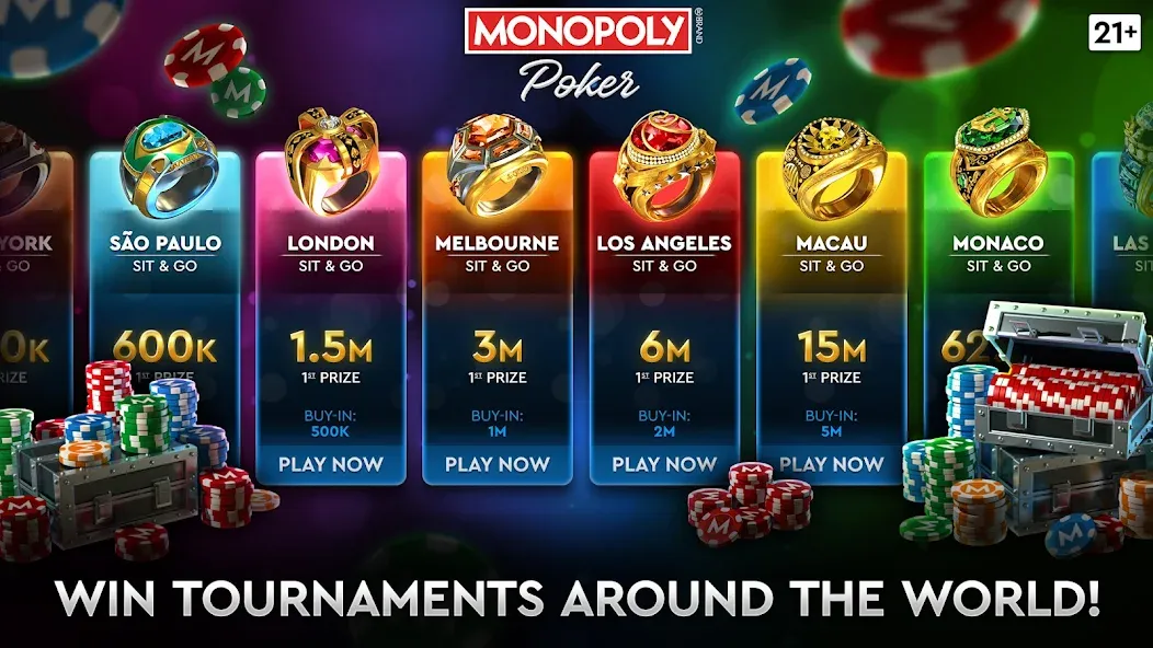 MONOPOLY Poker - Texas Holdem — скачать мод: Безлимитные фишки и открытые столы — скриншот 2 MONOPOLY Poker - Texas Holdem — скачать мод: Безлимитные фишки и открытые столы — скриншот 2