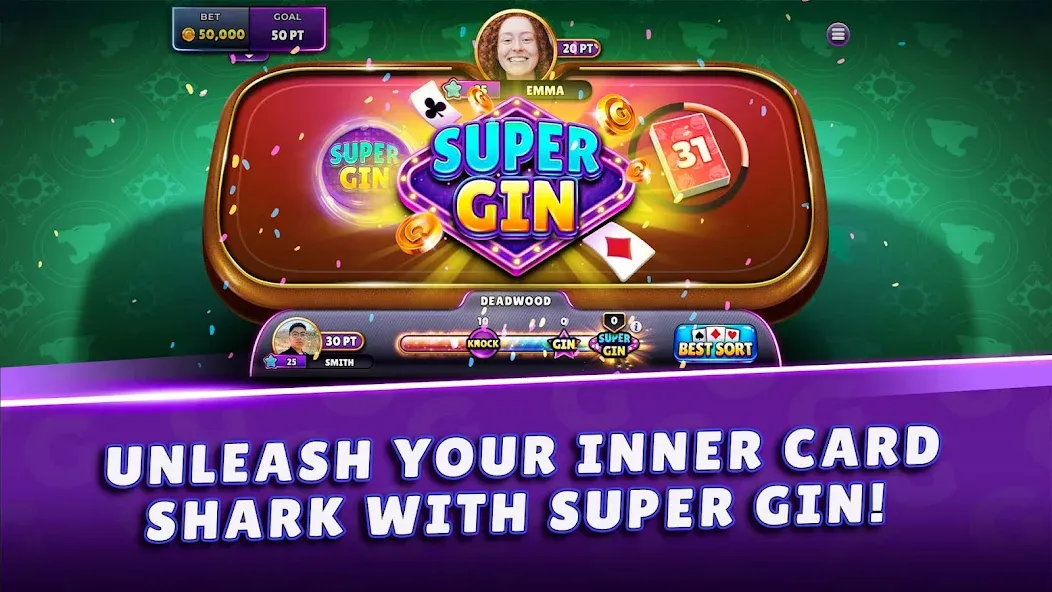 Скачать Gin Rummy Super - Card Game бесплатно — Безлимитные монеты и открытые функции — скриншот 1