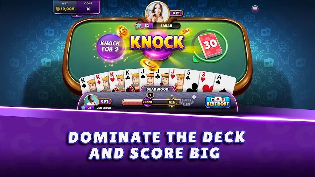Скачать Gin Rummy Super - Card Game бесплатно — Безлимитные монеты и открытые функции — скриншот 2
